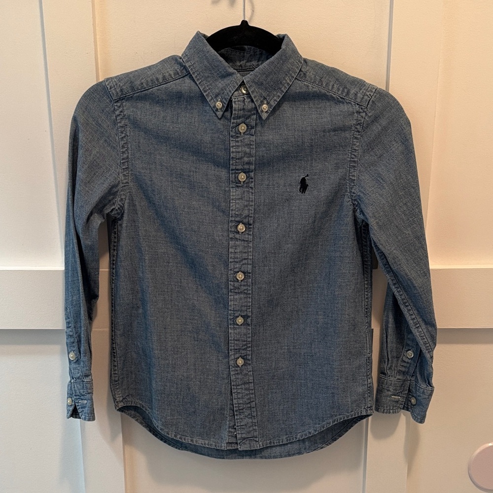 Kids Ralph Lauren Blue Denim long sleeve button down Shirt size 8